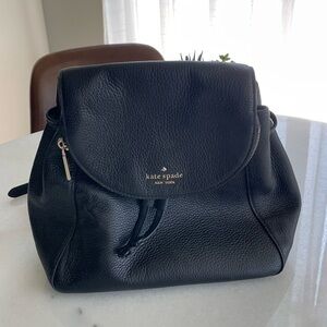 Kate Spade leather backpack, black, size small.